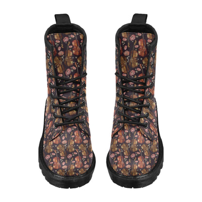 Violin Print Design LKS402 Women's Boots
