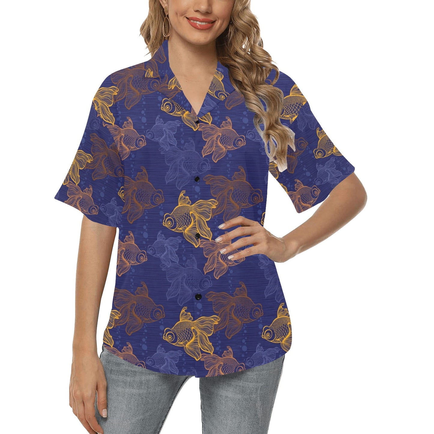 Goldfish Pattern Print Design 01 Women's Hawaiian Shirt