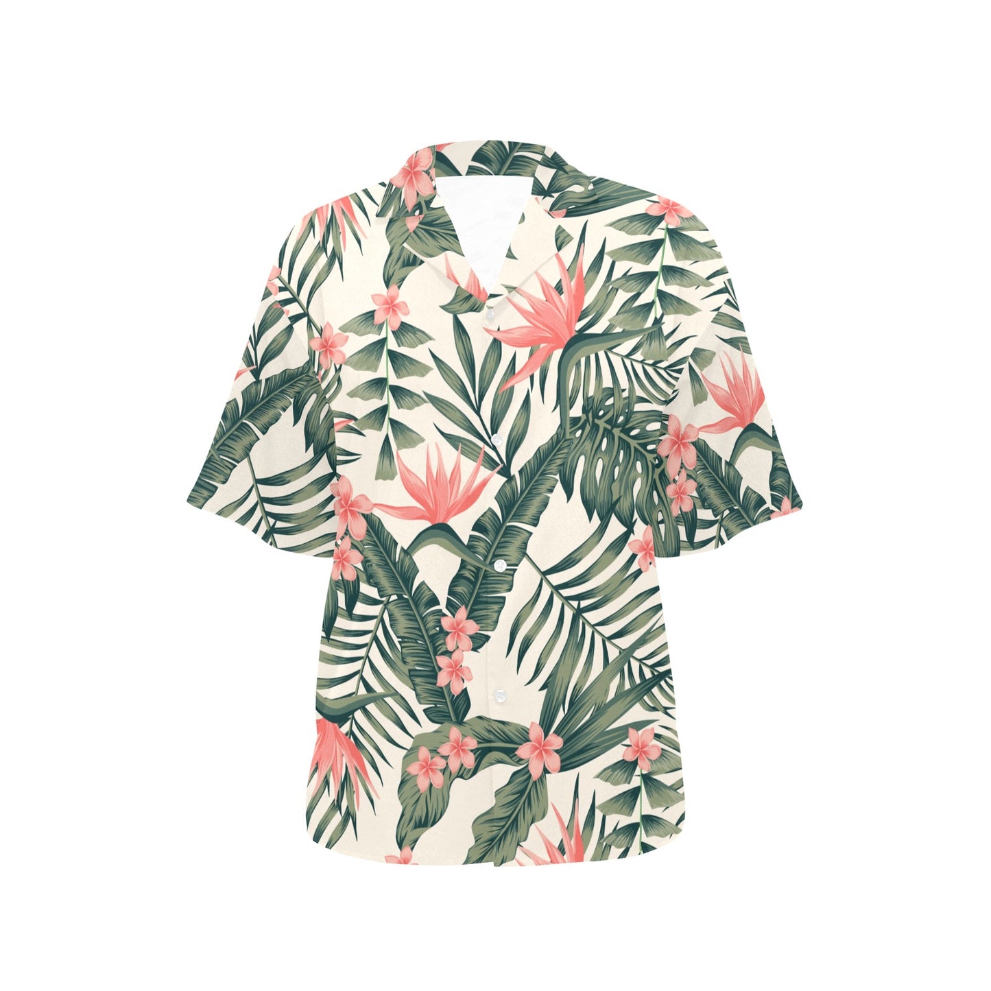 Tropical Flower Palm Leaves Women's Hawaiian Shirt