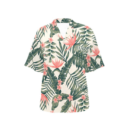 Tropical Flower Palm Leaves Women's Hawaiian Shirt