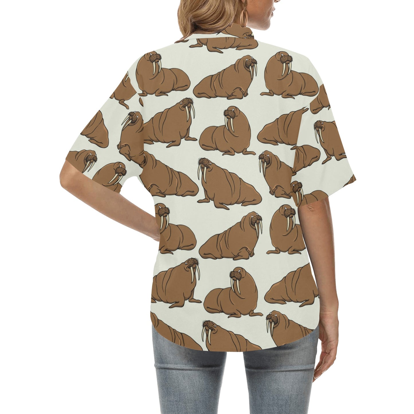 Walrus Pattern Print Design 03 Women's Hawaiian Shirt