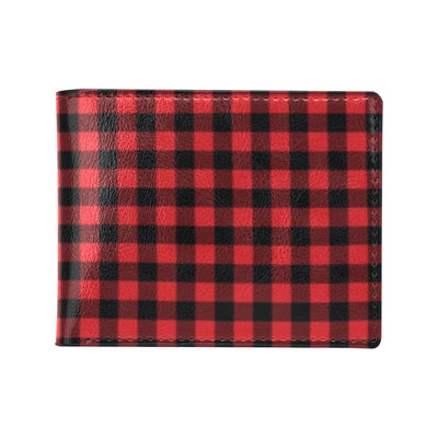 Red Black Buffalo Tartan Plaid Pattern Men's ID Card Wallet