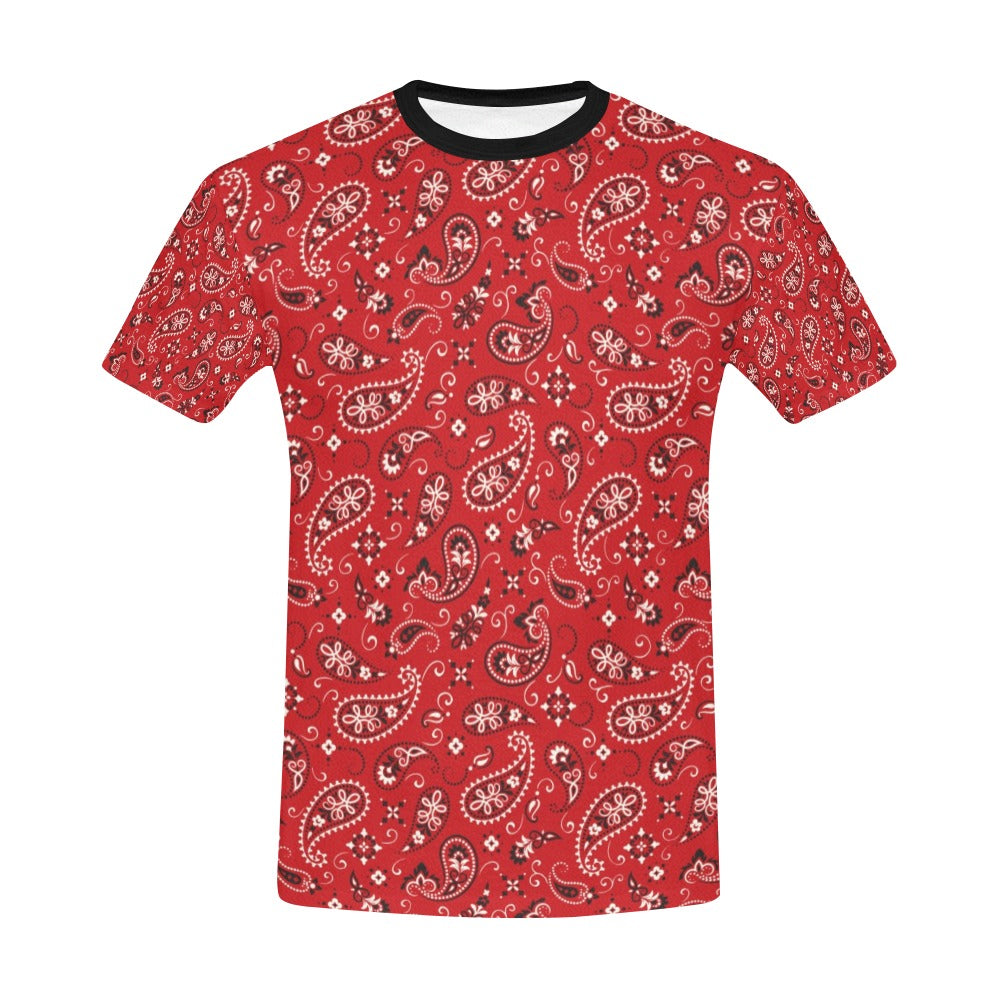 Bandana Paisley Red Print Design LKS3011 Men's All Over Print T-shirt