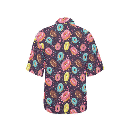Donut Pattern Print Design DN03 Women's Hawaiian Shirt