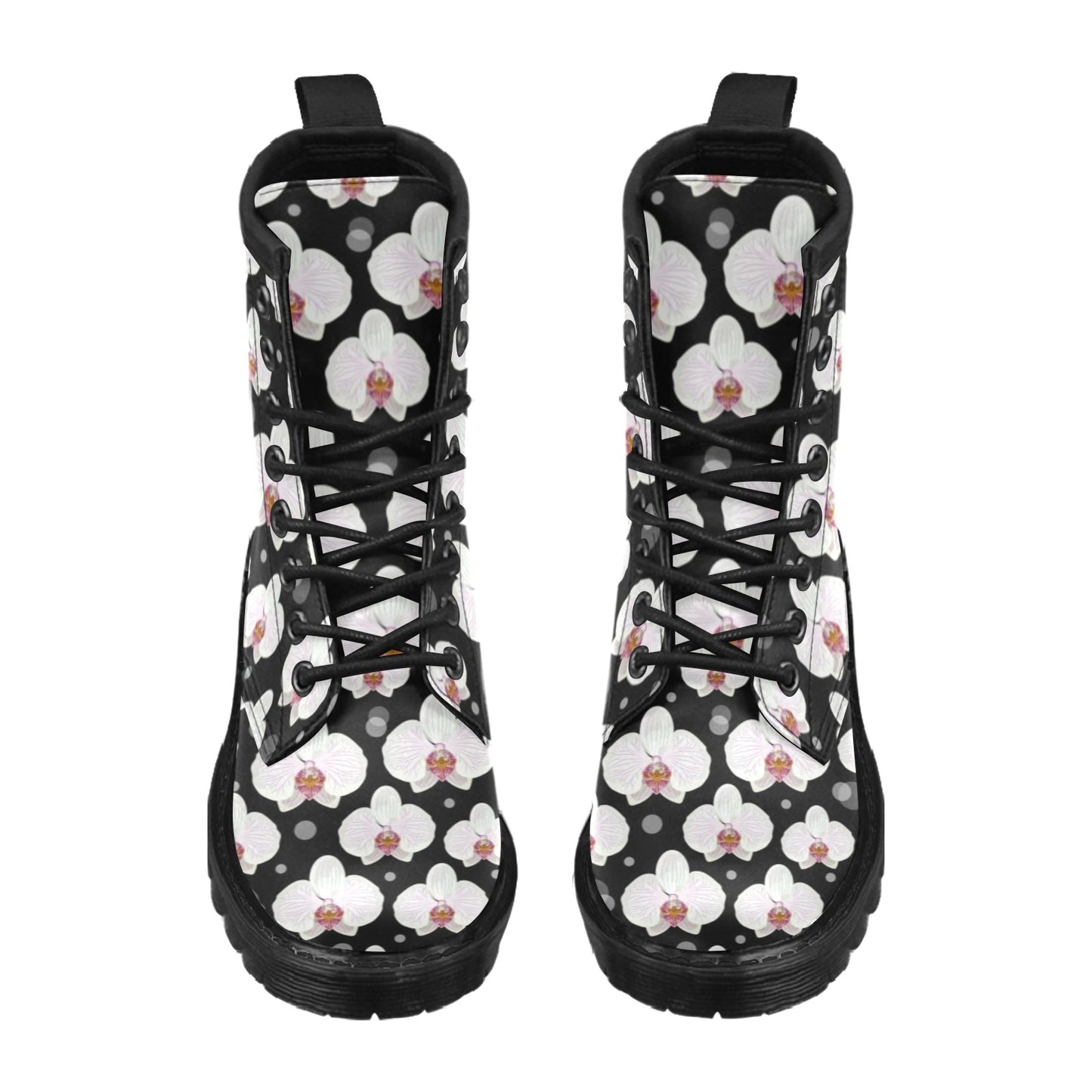 Orchid White Pattern Print Design OR09 Women's Boots