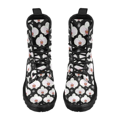 Orchid White Pattern Print Design OR09 Women's Boots
