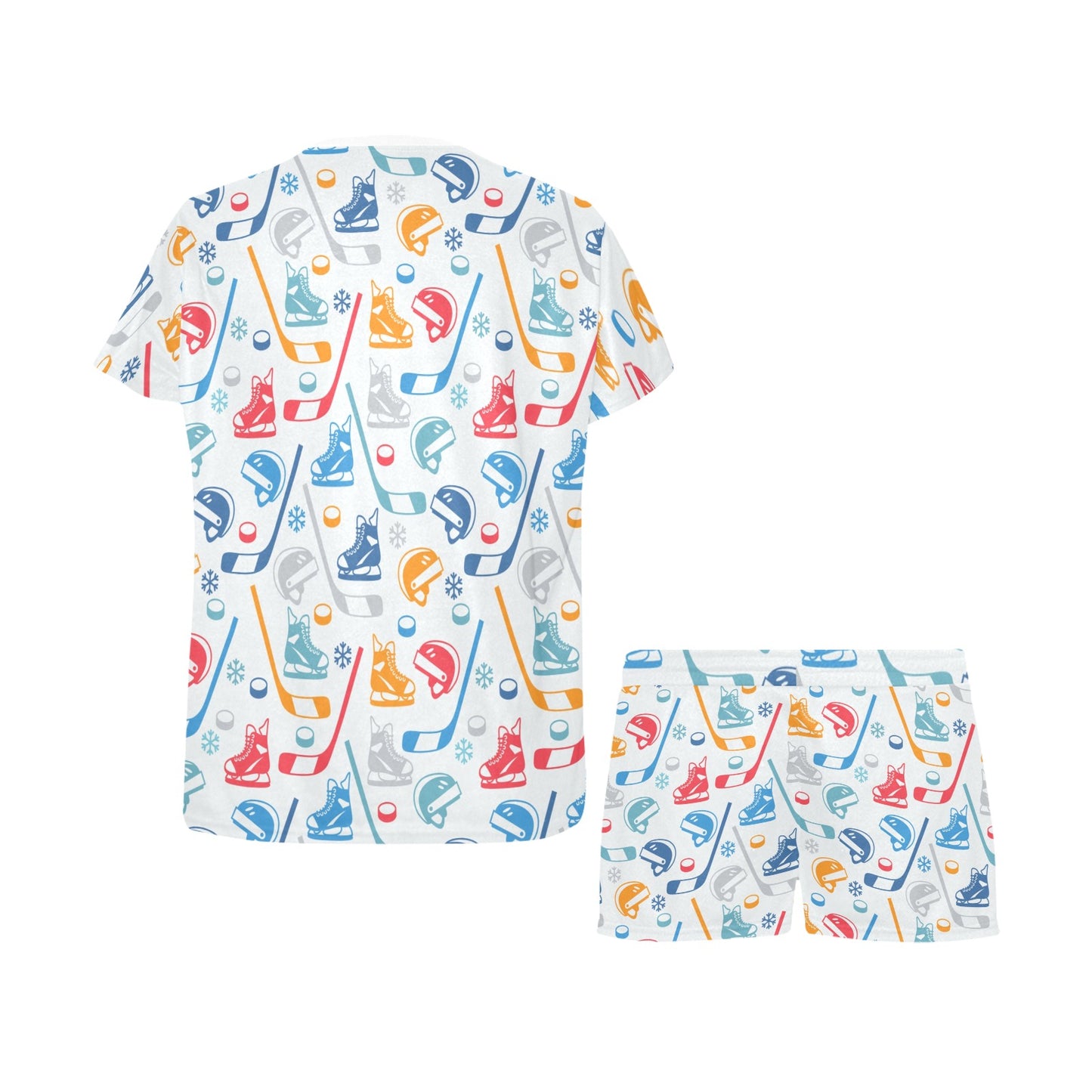 Hockey Equipment Print Design LKS301 Women's Short Pajama Set