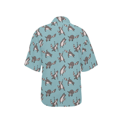 Raccoon Pattern Print Design A07 Women's Hawaiian Shirt