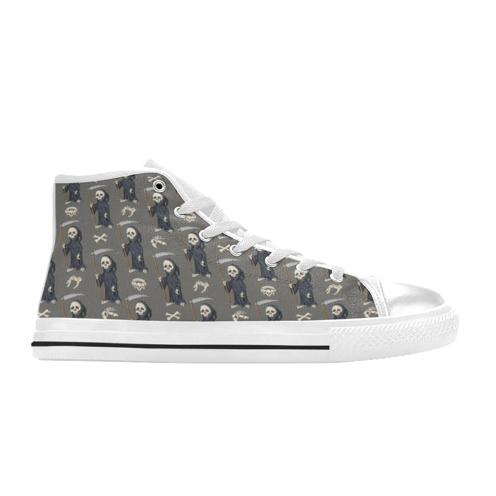 Skeleton Print Design LKS308 High Top Women's White Shoes