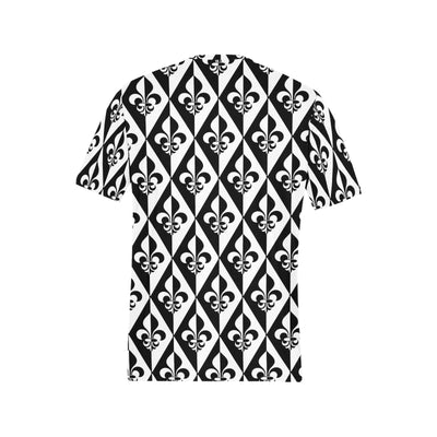 Fleur De Lis Black White Pattern Print Design 02 Men's All Over Print T-shirt