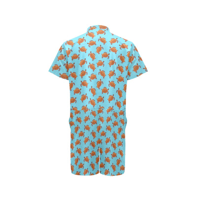 Brow Sea Turtle Print Pattern Men's Romper