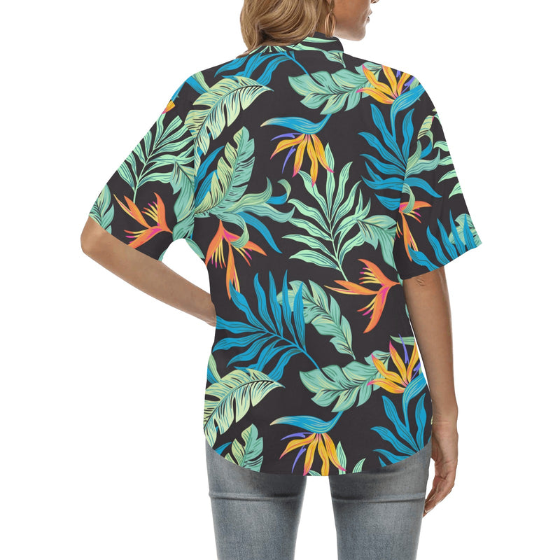 Tropical Palm Leaves Hawaiian Flower Women's Hawaiian Shirt