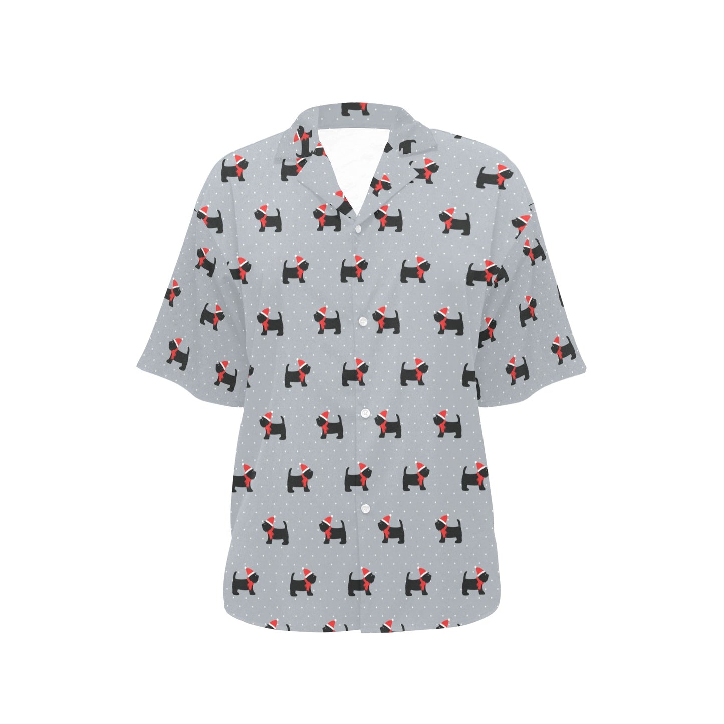 Scottish Christmas Themed Terriers Print Design LKS3018 Women's Hawaiian Shirt