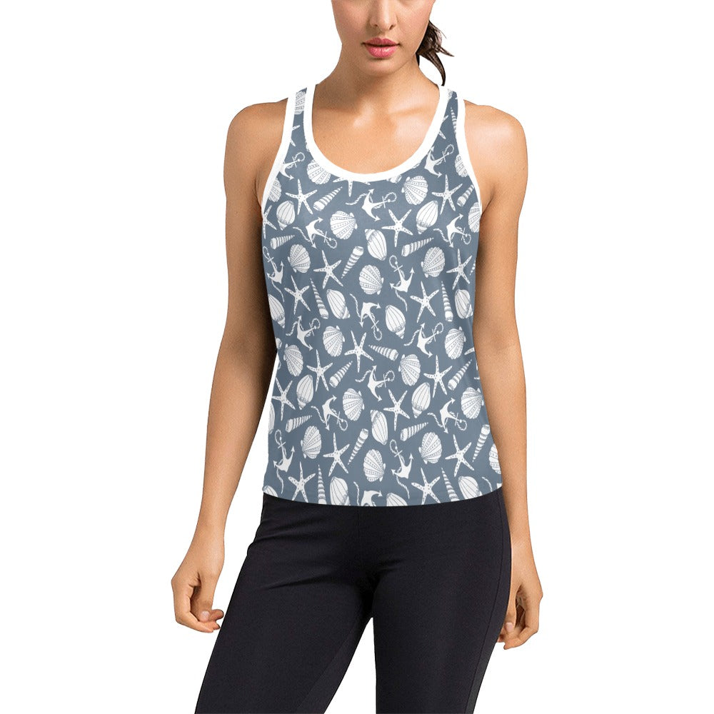 Seashell Print Design LKS306 Women's Racerback Tank Top
