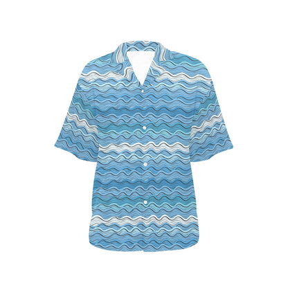 Wave Print Design LKS301 Women's Hawaiian Shirt