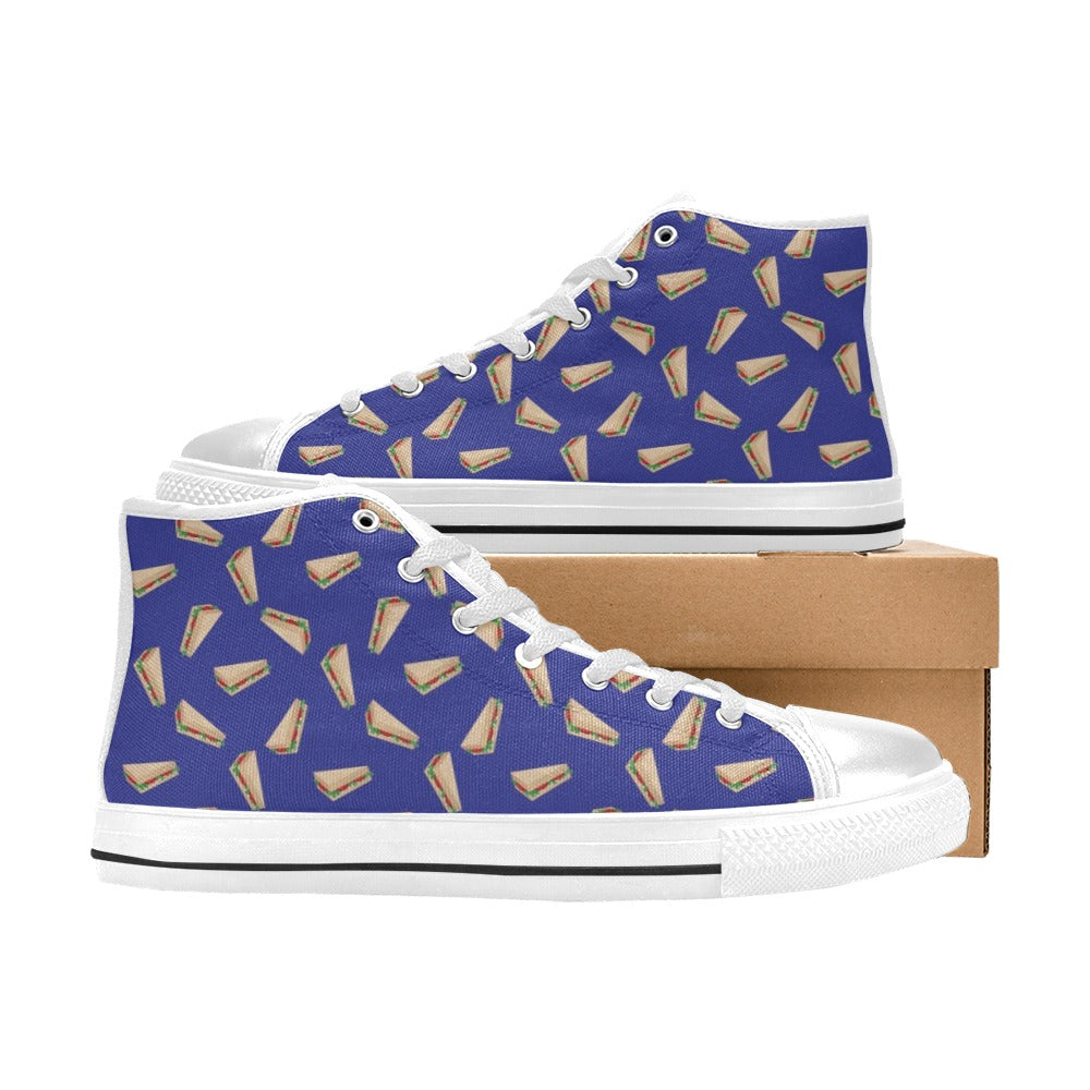 Sandwich Print Design LKS303 High Top Women's White Shoes