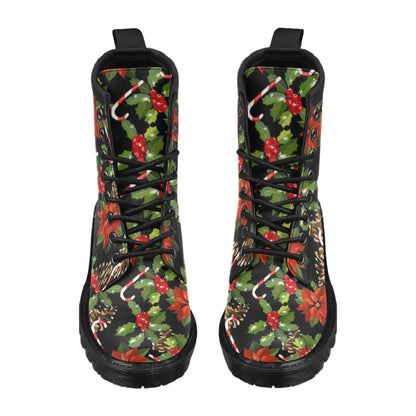 Poinsettia Pattern Print Design POT01 Women's Boots