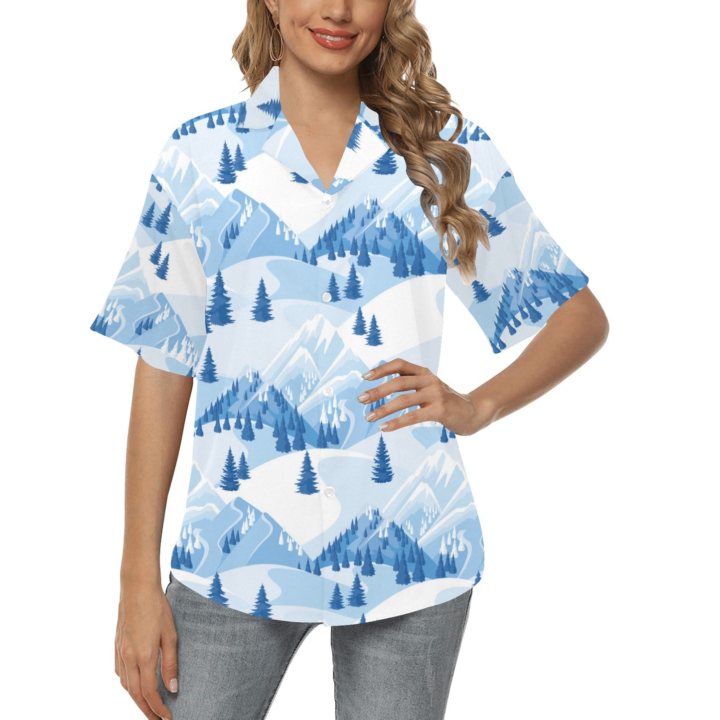 Mountain Pattern Print Design 03 Women's Hawaiian Shirt