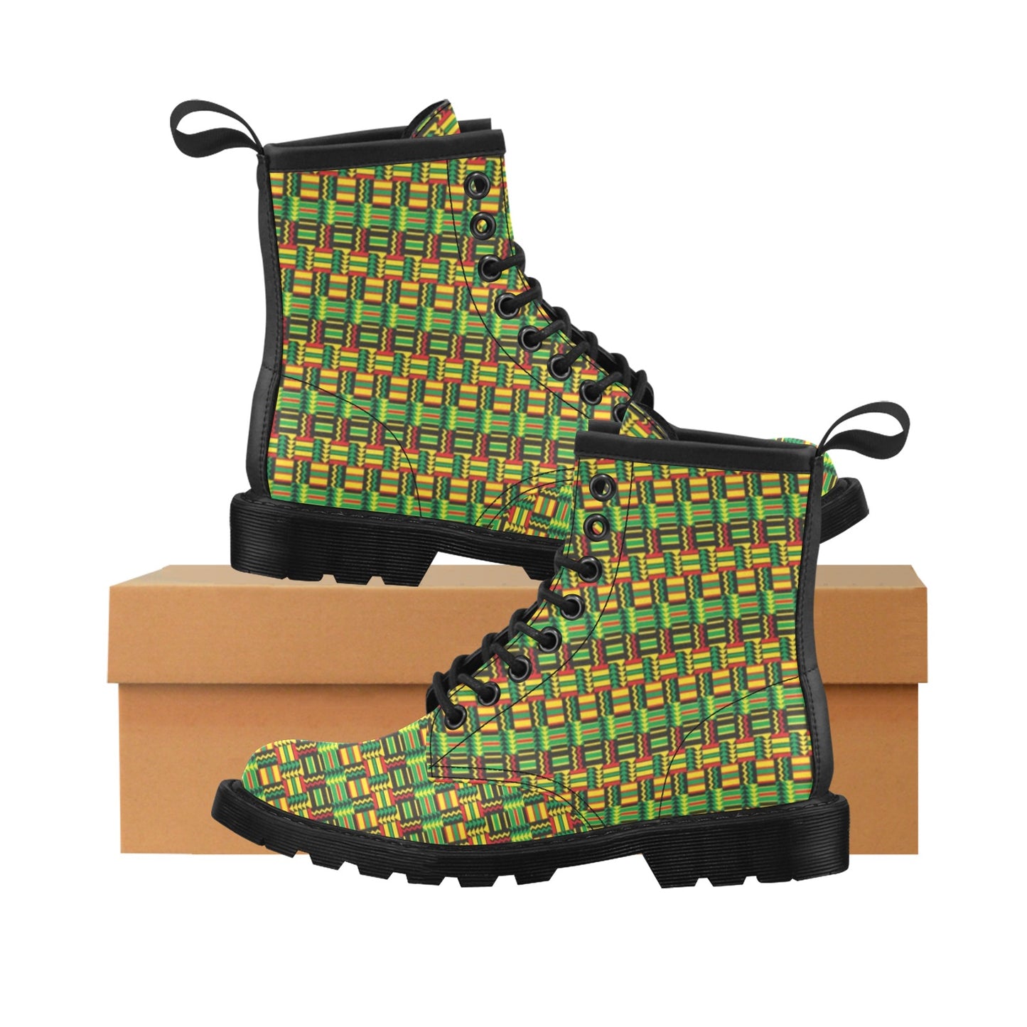 African Zip Zag Print Pattern Women's Boots