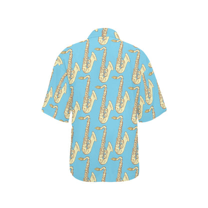 Saxophone Pattern Print Design 03 Women's Hawaiian Shirt