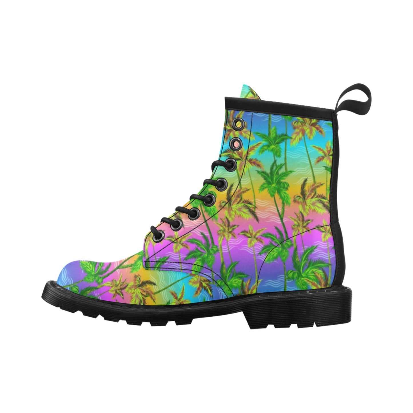 Palm Tree Rainbow Pattern Women's Boots