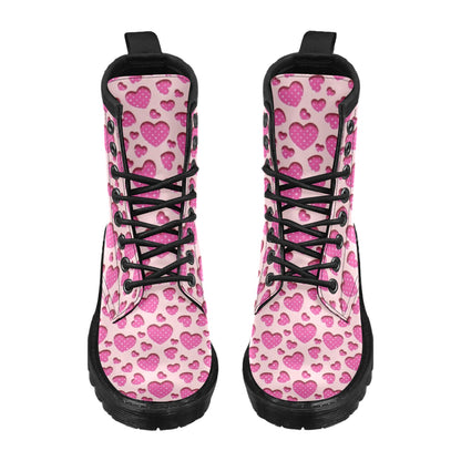 Heart Pink Pattern Print Design HE06 Women's Boots
