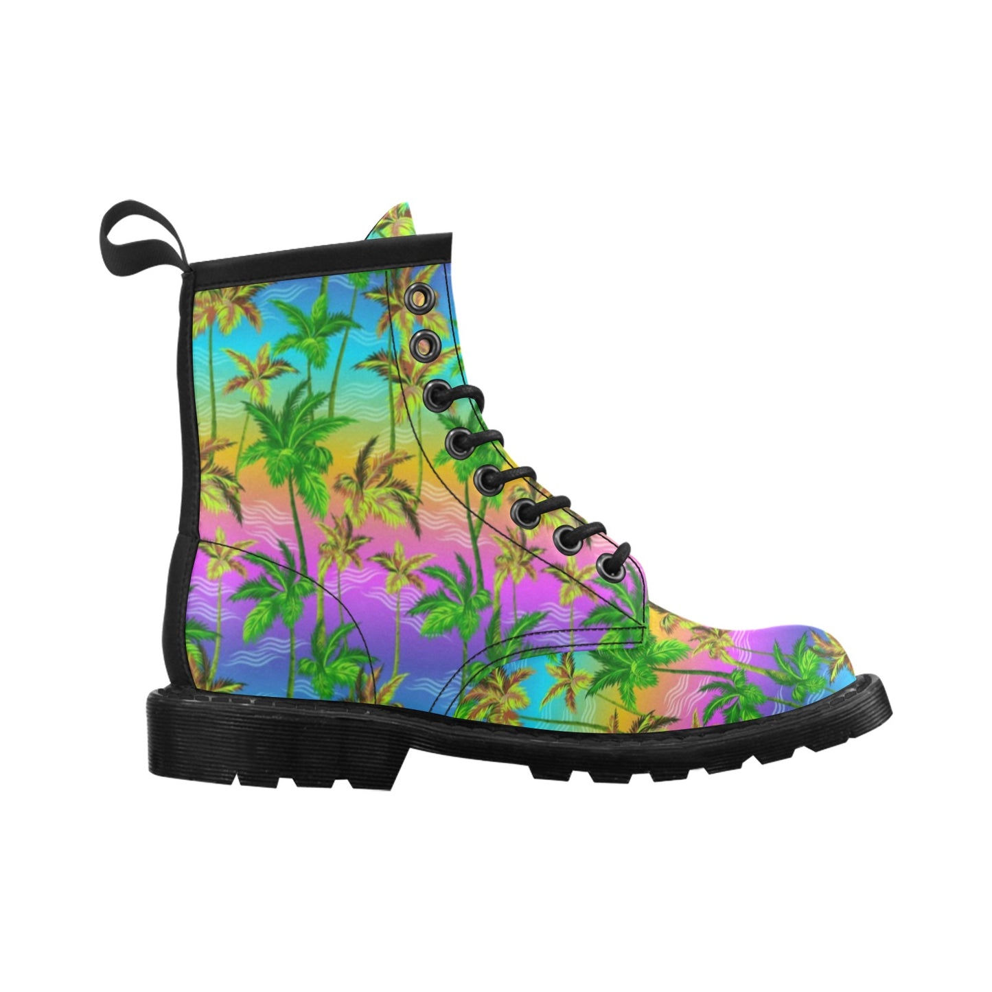 Palm Tree Rainbow Pattern Women's Boots