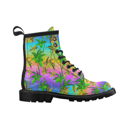 Palm Tree Rainbow Pattern Women's Boots