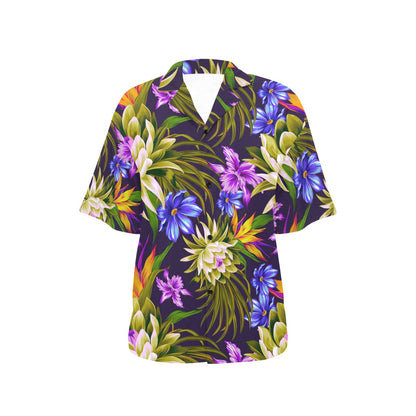 Water Lily Pattern Print Design WL08 Women's Hawaiian Shirt