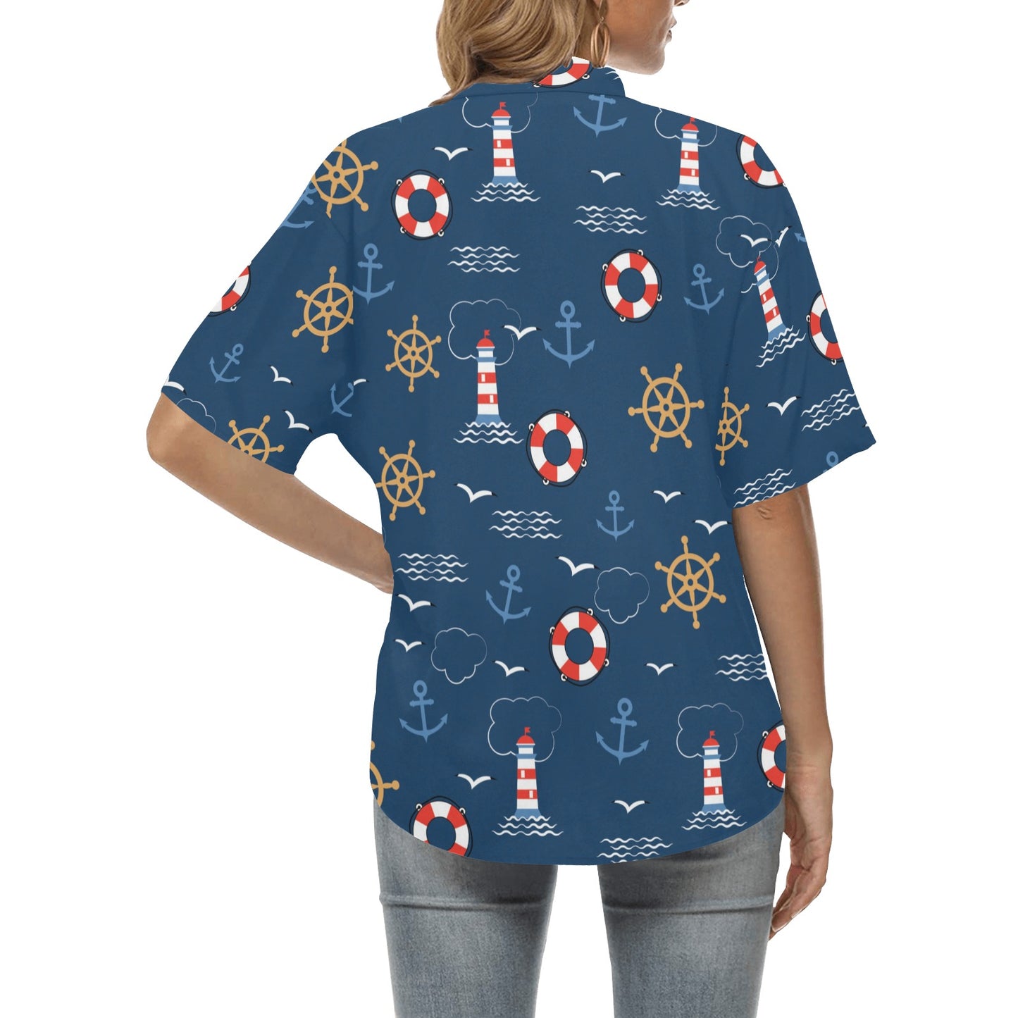 Nautical Pattern Print Design A06 Women's Hawaiian Shirt