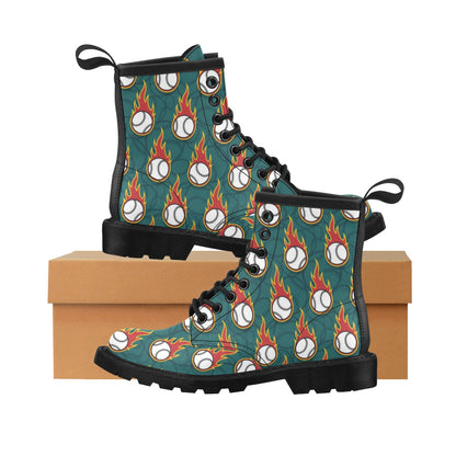 Baseball Fire Print Pattern Women's Boots