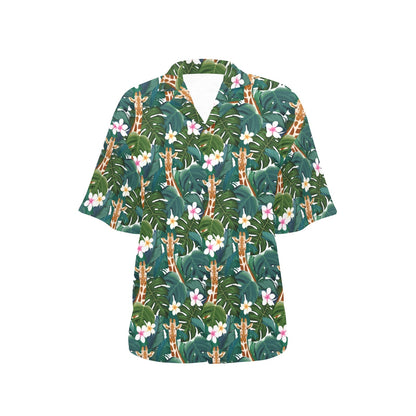 Giraffe Jungle Design Print Women's Hawaiian Shirt