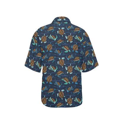 Sea Turtle Print Design LKS3011 Women's Hawaiian Shirt