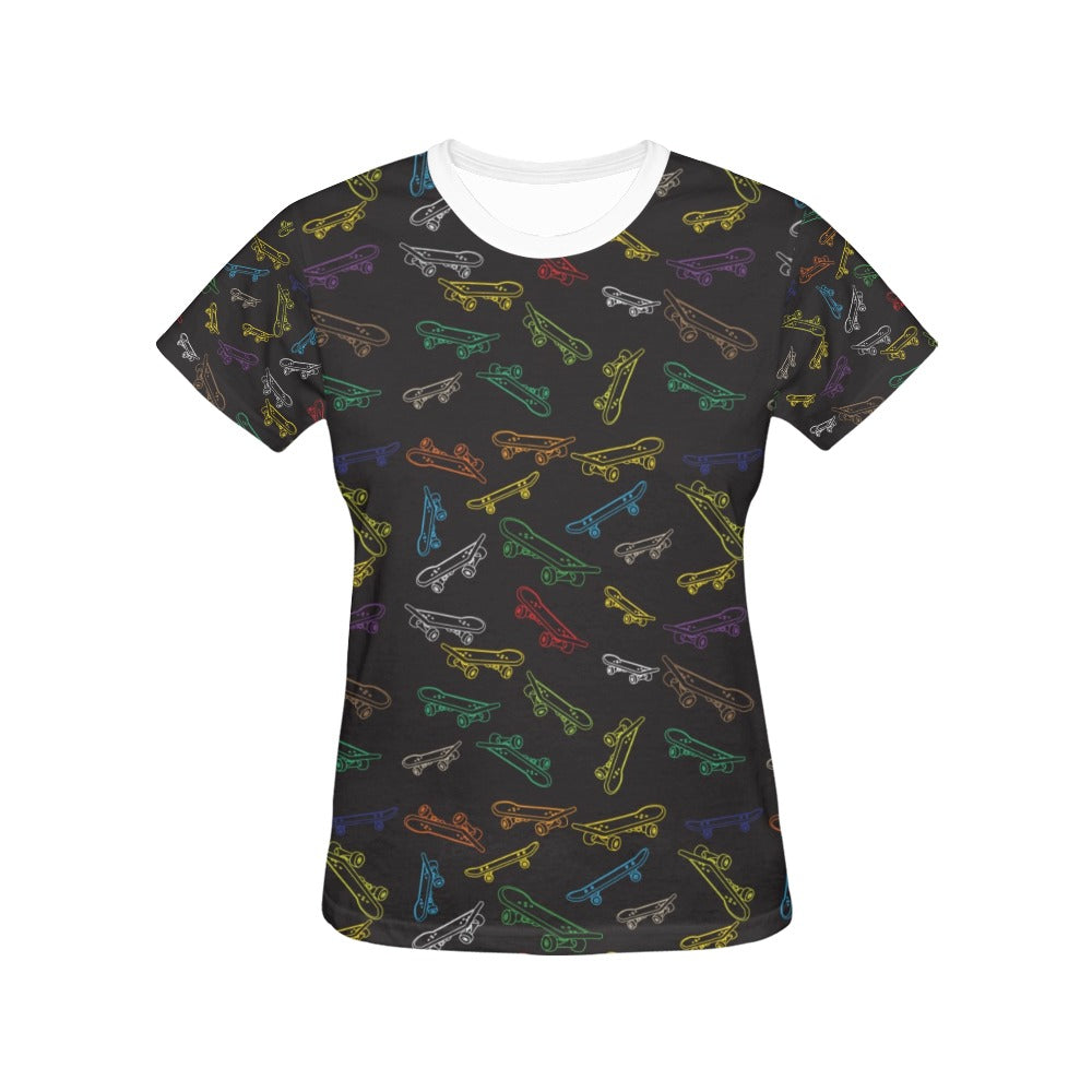 Skateboard Print Design LKS301 Women's  T-shirt