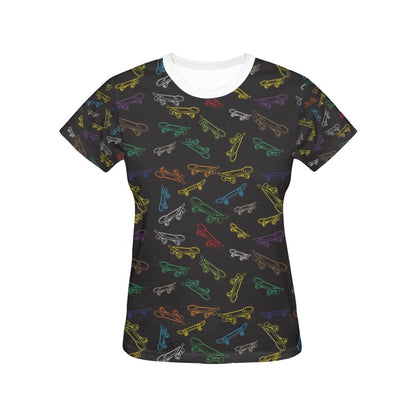 Skateboard Print Design LKS301 Women's  T-shirt