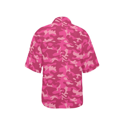 Camo Pink Pattern Print Design 01 Women's Hawaiian Shirt