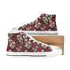 Skull And Roses Print Design LKS301 High Top Women's White Shoes