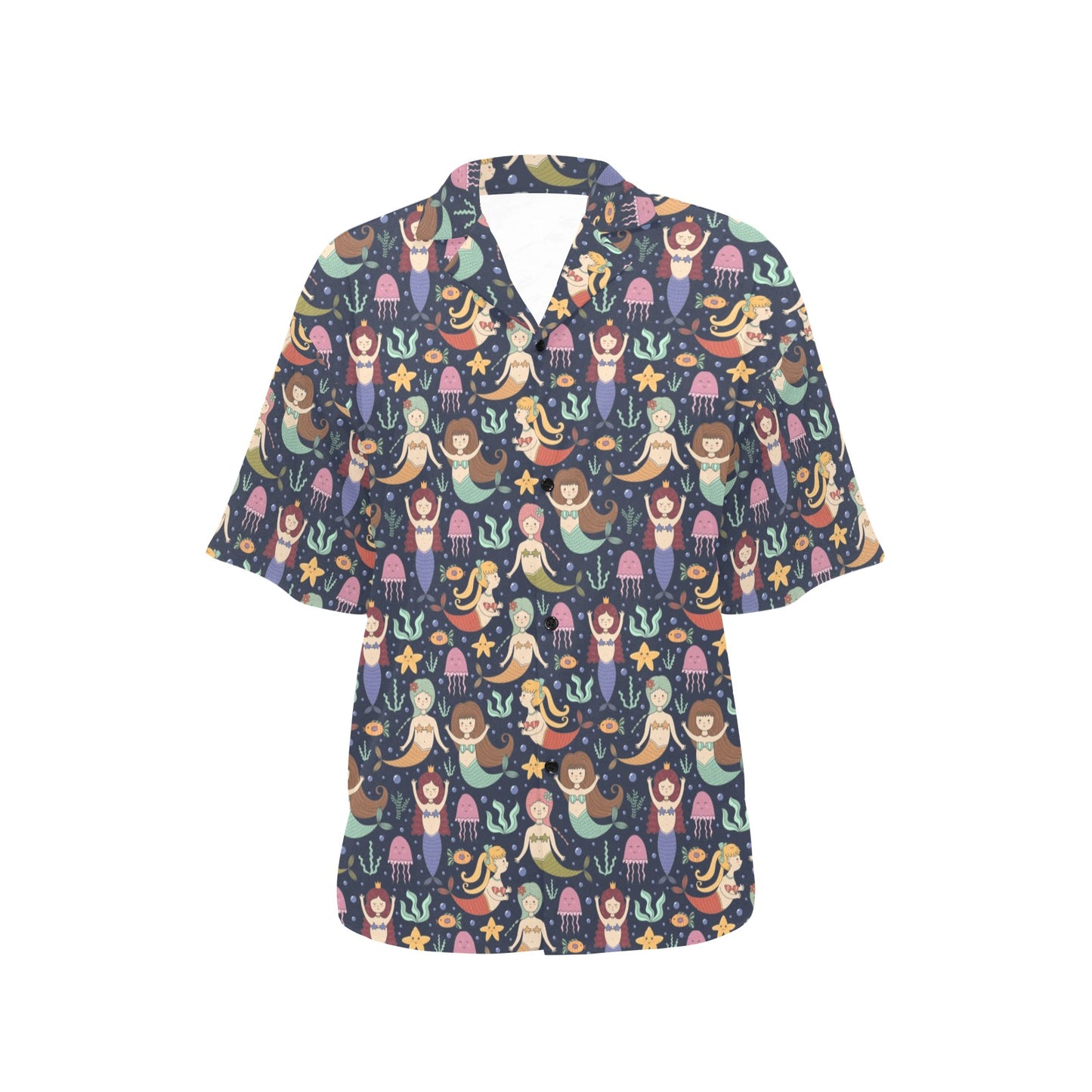 Mermaid Cartoon Pattern Print Design 03 Women's Hawaiian Shirt