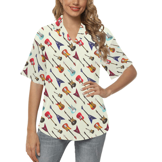 Electric Guitar Print Design LKS404 Women's Hawaiian Shirt