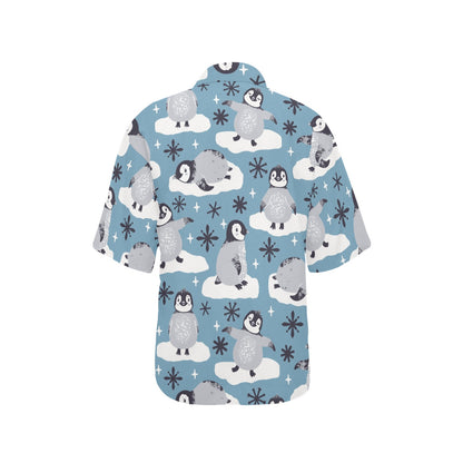 Penguin Pattern Print Design A05 Women's Hawaiian Shirt