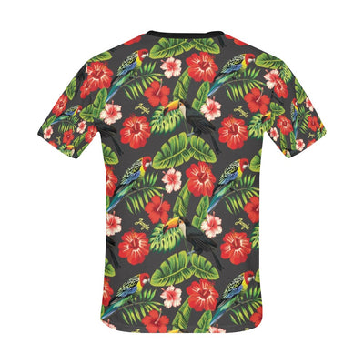 Hibiscus Red With Parrotprint Design LKS303 Men's All Over Print T-shirt