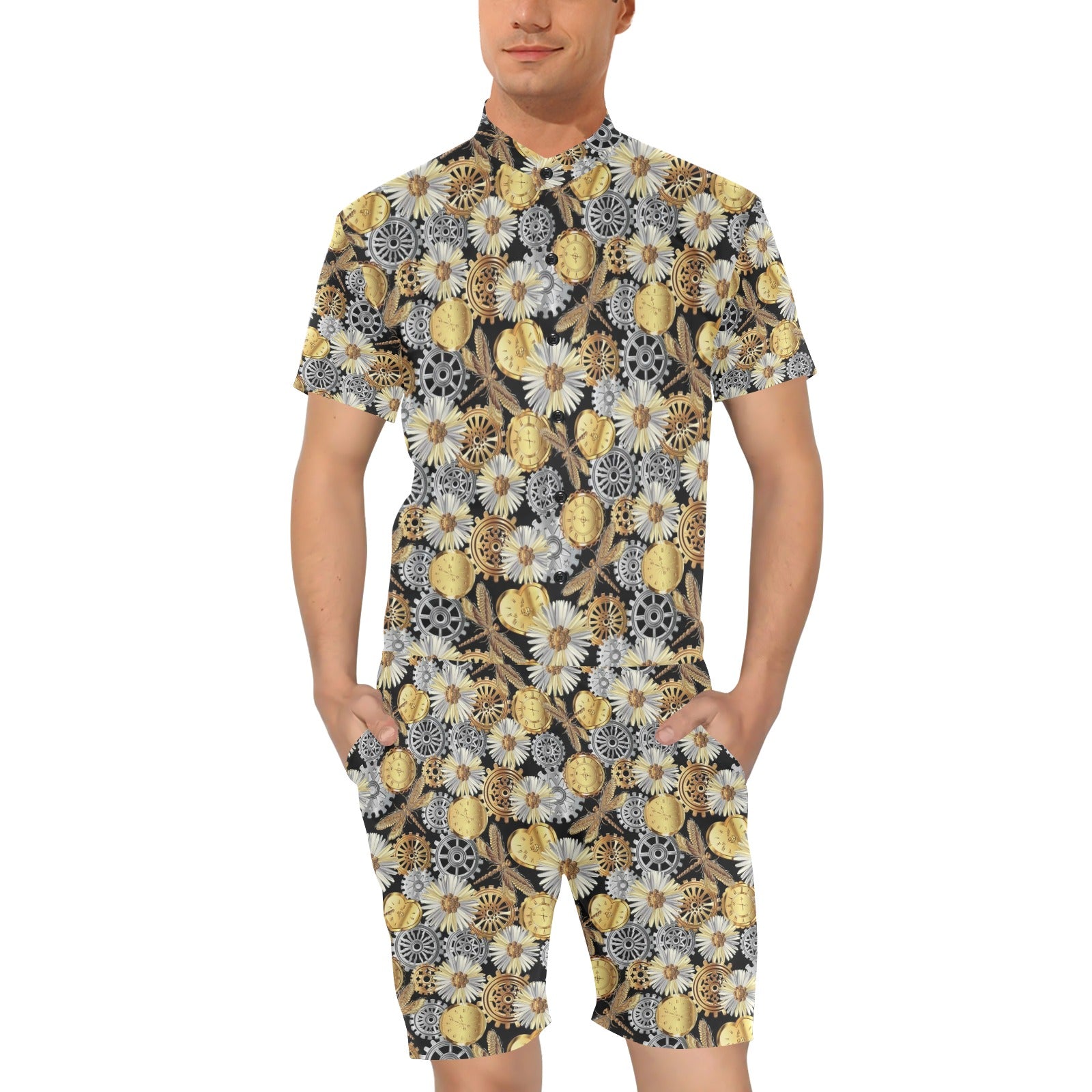 Steampunk Dragonfly Print Design LKS302 Men's Romper