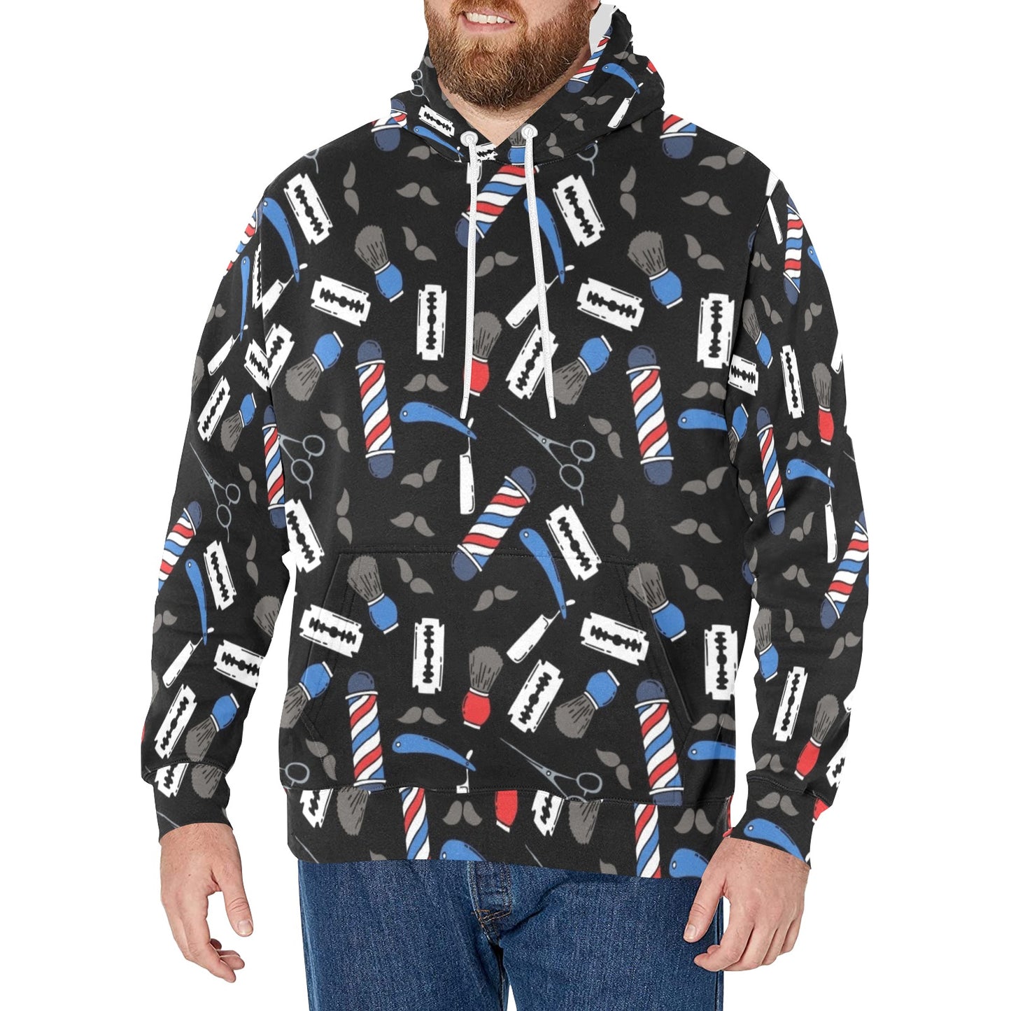 Barber Design Print Pattern JJ007 Men's Pullover Hoodie
