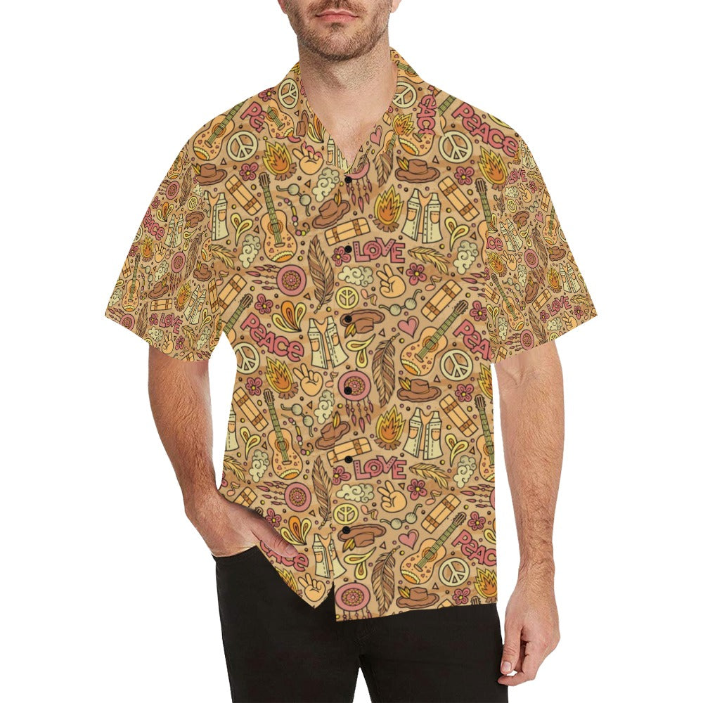 Hippie Print Design LKS305 Men's Hawaiian Shirt