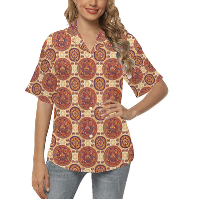 Calendar Aztec Pattern Print Design 01 Women's Hawaiian Shirt