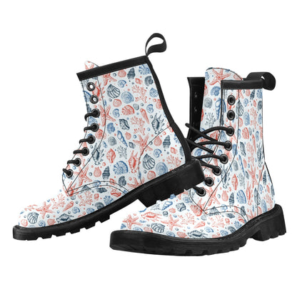 Seashell Print Design LKS307 Women's Boots