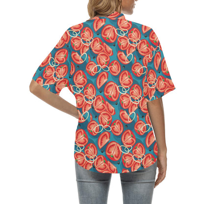 Tomato Print Design LKS301 Women's Hawaiian Shirt