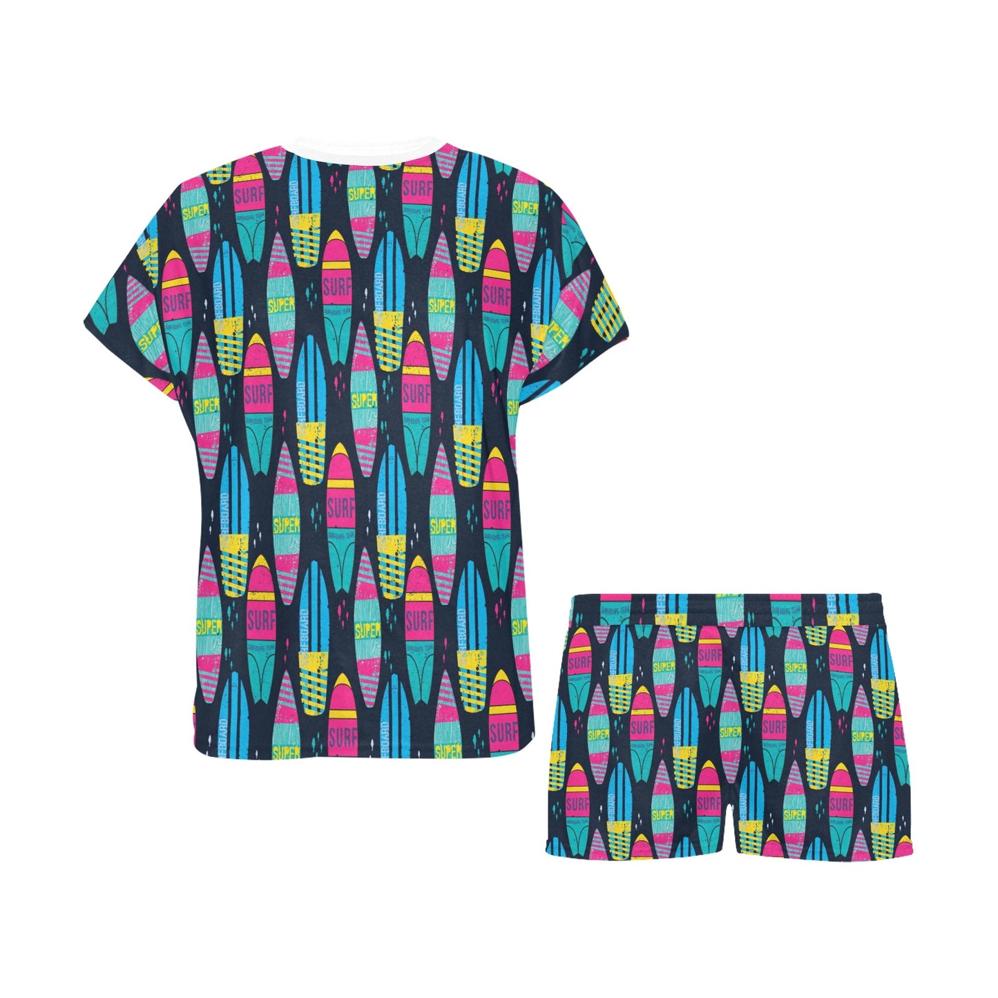 Surfboard Colorful Print Design LKS302 Women's Short Pajama Set