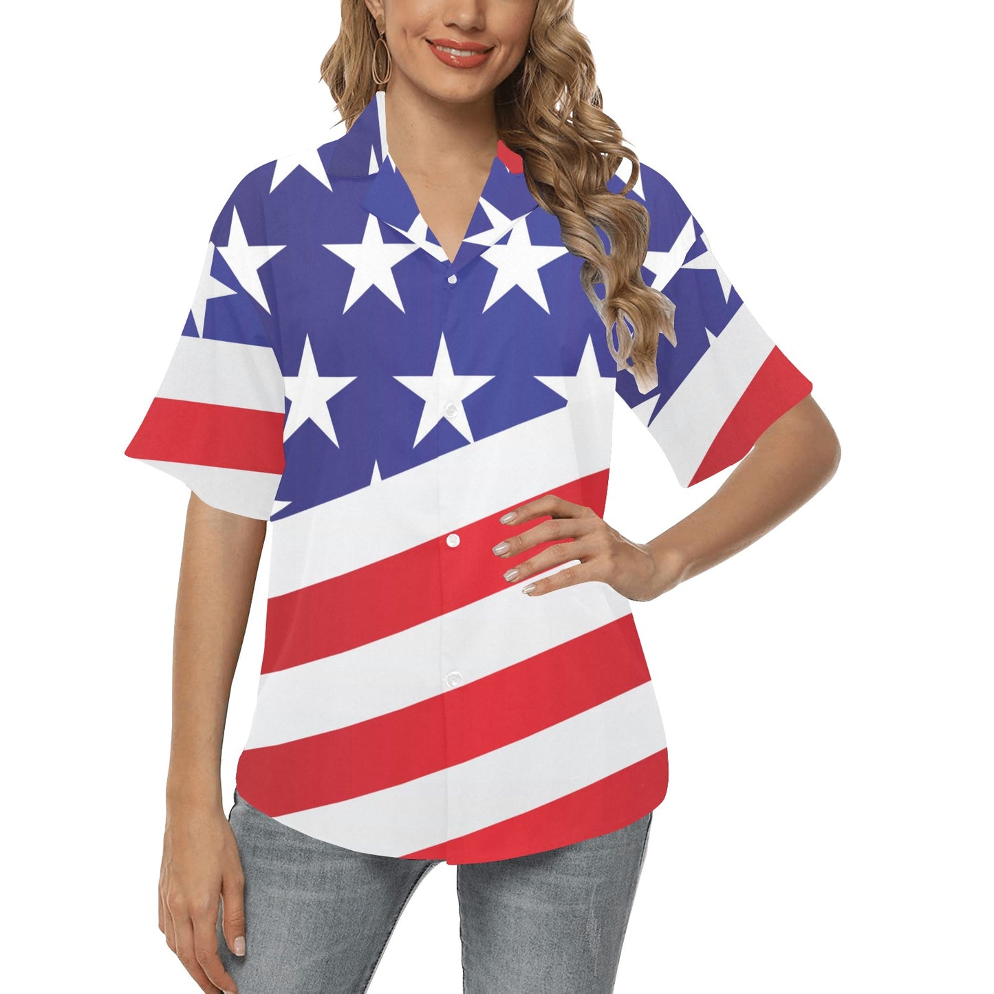 American flag Print Women's Hawaiian Shirt