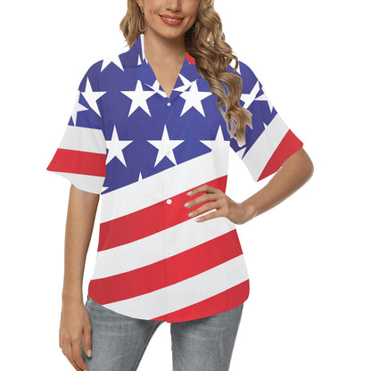 American flag Print Women's Hawaiian Shirt